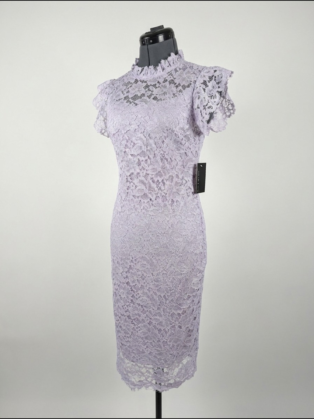 Enfocus Studio Lace Sheath Dress Size 4 NWT Lavender Mock‎ Neck Cocktail